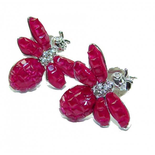 Real Beauty Ruby Bees .925 Sterling Silver handcrafted earrings