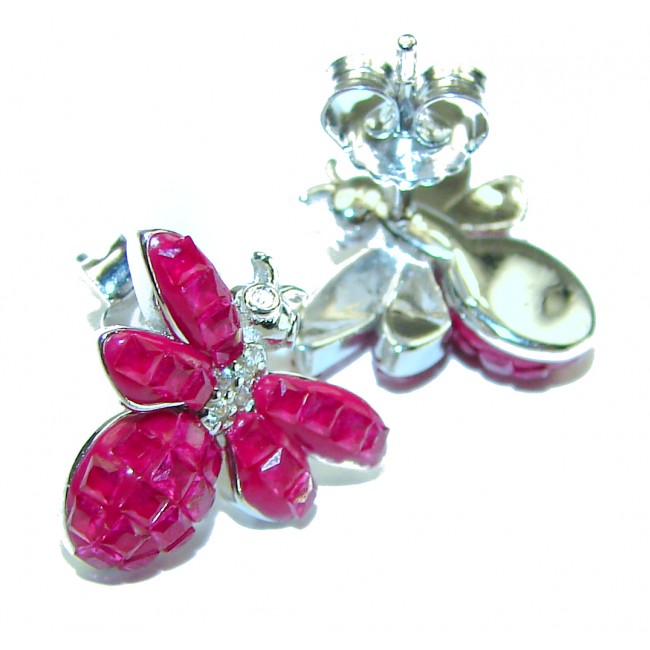 Real Beauty Ruby Bees .925 Sterling Silver handcrafted earrings