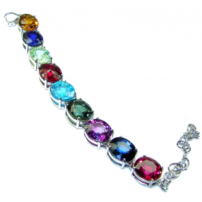 Tutti Frutti multi-colored Topaz .925 Sterling Silver brilliantly handcrafted Bracelet