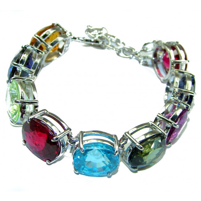 Tutti Frutti multi-colored Topaz .925 Sterling Silver brilliantly handcrafted Bracelet