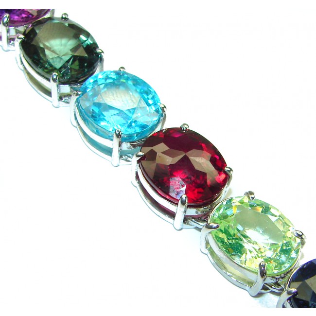 Tutti Frutti multi-colored Topaz .925 Sterling Silver brilliantly handcrafted Bracelet