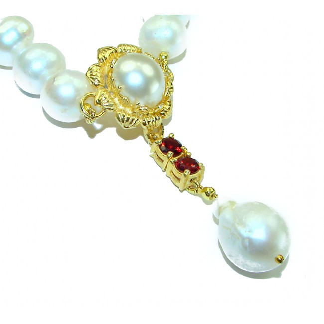 Luxurious fresh water creamy Pearl 14K .925 Sterling Silver handmade Necklace