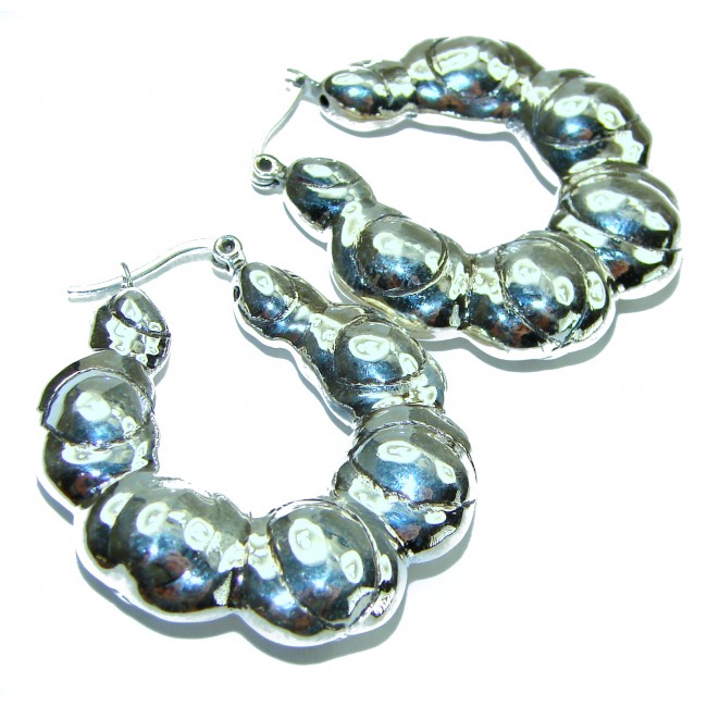 Highly Polished Fancy .925 Sterling Silver Italy made Earrings