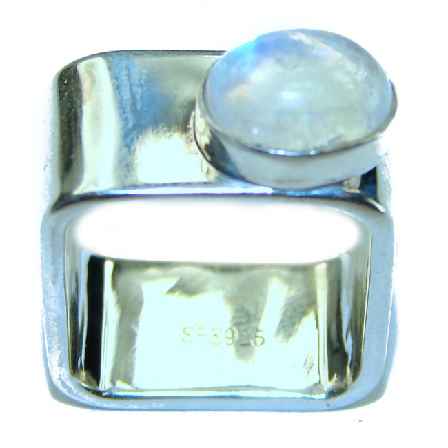 Genuine Fire Moonstone .925 Sterling Silver handcrafted ring size 4