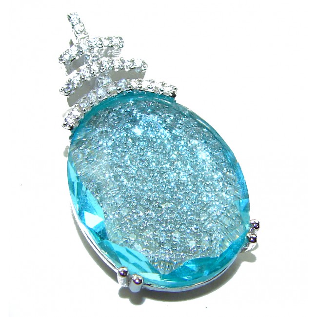 Splendid 12.5 carat Swiss Blue Topaz.925 Sterling Silver Handcrafted Pendant