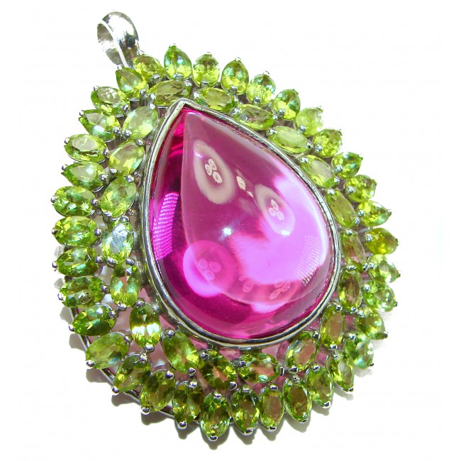 Pink Dignity Vintage style 88.5 CARAT Pink Topaz .925 Sterling Silver handmade LARGE Pendant - Brooch