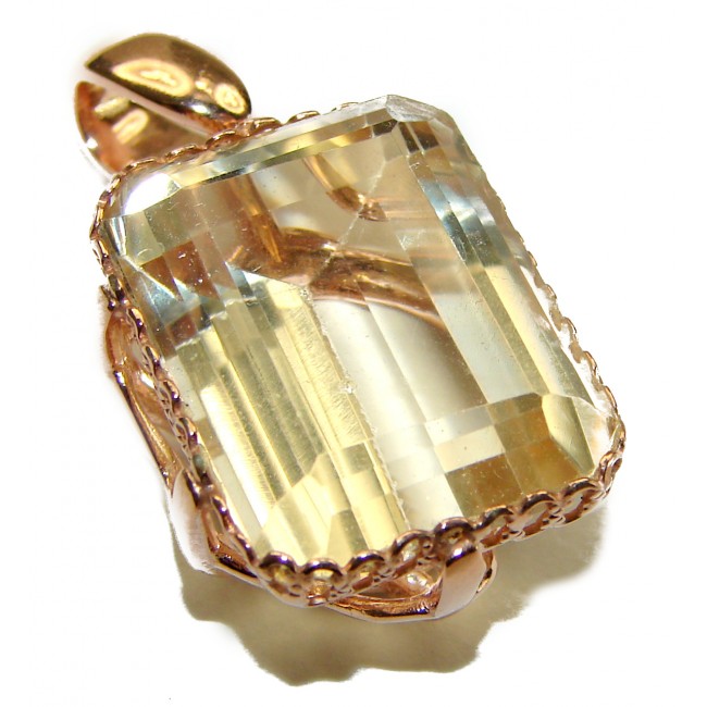 17.3 carat Lemon Quartz 14K Gold over .925 Sterling Silver handcrafted pendant