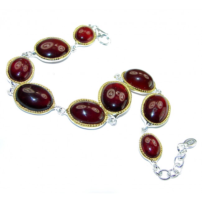 Authentic Hessonite Garnet 14K Gold over .925 Sterling Silver handcrafted Bracelet