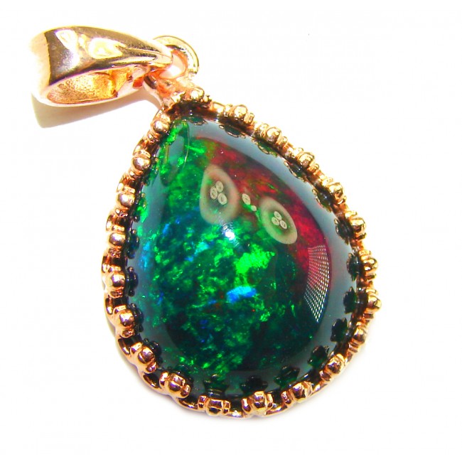 Astronomical Twilight 16.6CTW Authentic Black Opal 14K Gold over .925 Sterling Silver handmade Pendant