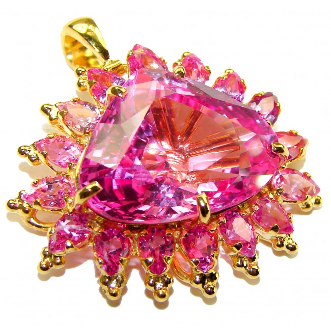 Angel Heart Luxurious 29.4 carat Pink Sapphire 14k Gold over .925 Sterling Silver handcrafted pendant