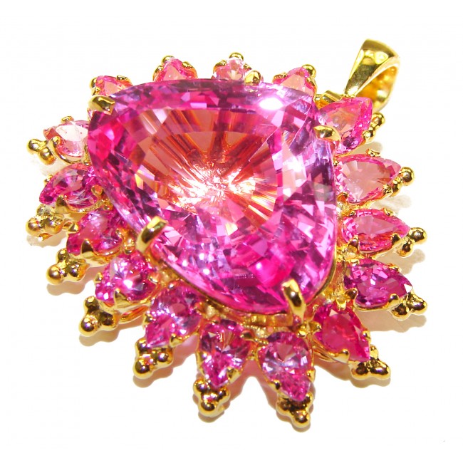 Angel Heart Luxurious 29.4 carat Pink Sapphire 14k Gold over .925 Sterling Silver handcrafted pendant