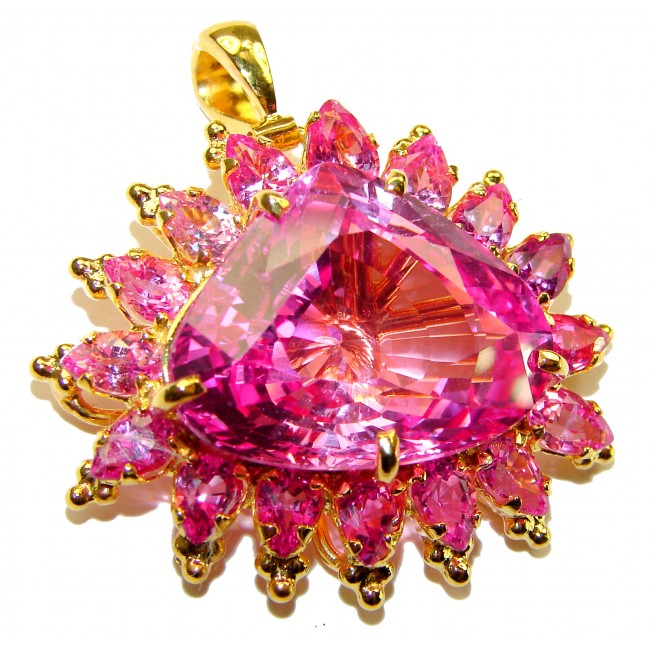 Angel Heart Luxurious 29.4 carat Pink Sapphire 14k Gold over .925 Sterling Silver handcrafted pendant