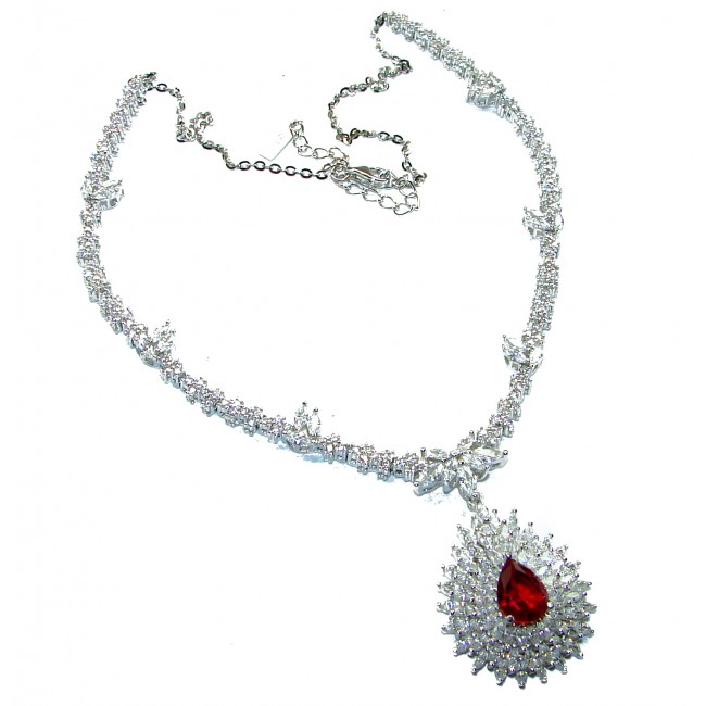 Timeless Treasure 8.5 carat Red Topaz .925 Sterling Silver handcrafted necklace