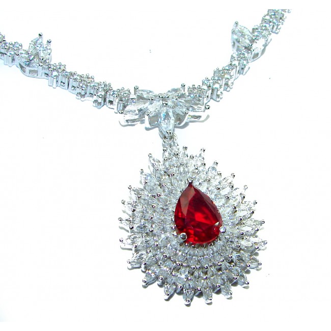 Timeless Treasure 8.5 carat Red Topaz .925 Sterling Silver handcrafted necklace