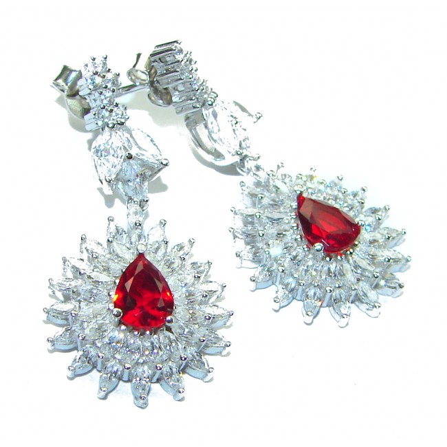 Timeless Treasure Red Ruby .925 Sterling Silver handcrafted Earrings