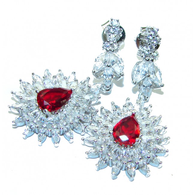 Timeless Treasure Red Ruby .925 Sterling Silver handcrafted Earrings