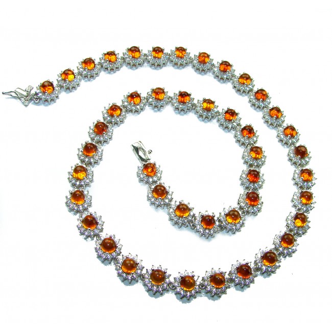 Genevieve 49.5 carat Orange Sapphire .925 Sterling Silver handcrafted Statement necklace