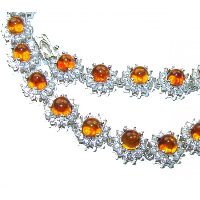 Genevieve 49.5 carat Orange Sapphire .925 Sterling Silver handcrafted Statement necklace