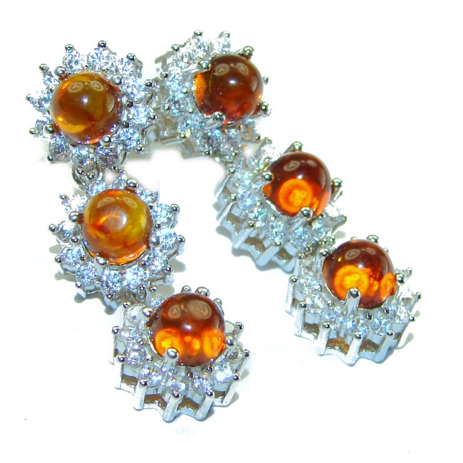 Genevieve 18.5 carat Orange Sapphire .925 Sterling Silver handcrafted earrings