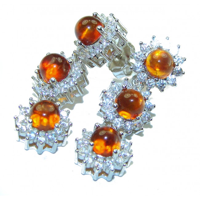 Genevieve 18.5 carat Orange Sapphire .925 Sterling Silver handcrafted earrings