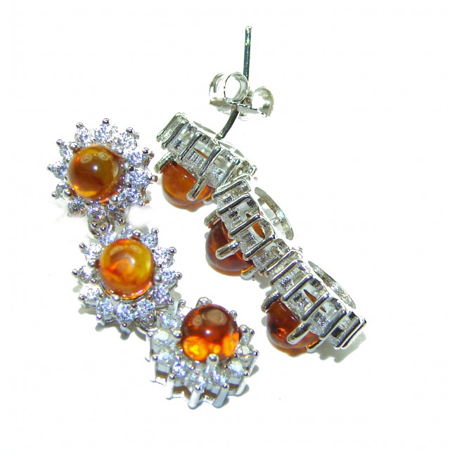 Genevieve 18.5 carat Orange Sapphire .925 Sterling Silver handcrafted earrings