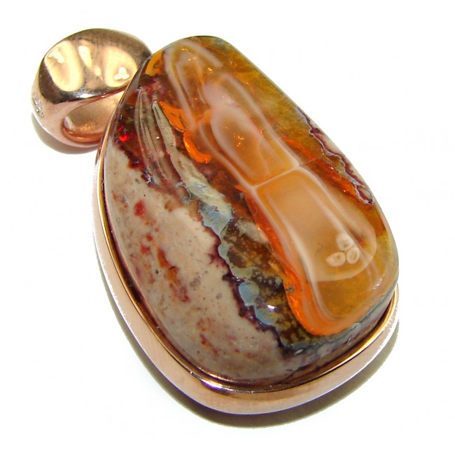 Inner Fire 38.5 carat Mexican Fire Opal 18K Gold over .925 Sterling Silver handmade Pendant