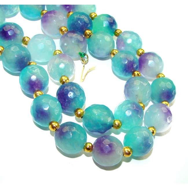 54.3 grams Rare Unusual Natural Fluorite Beads 10K Gold over Silver NECKLACE