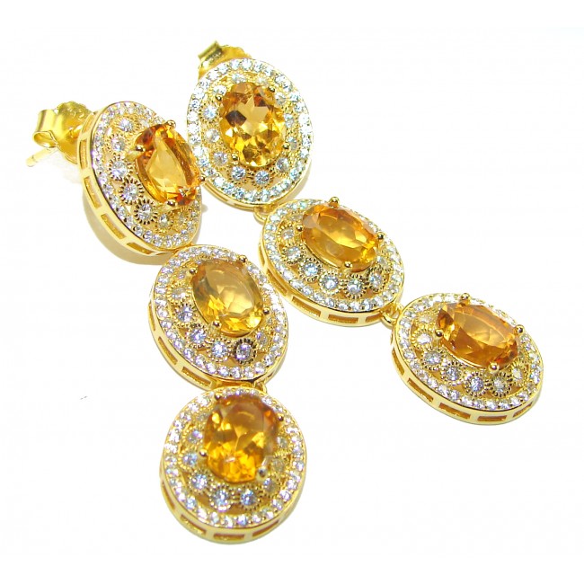 Luxurious Style Natural Citrine .925 Sterling Silver handmade Statement earrings