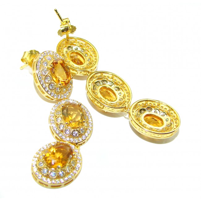 Luxurious Style Natural Citrine .925 Sterling Silver handmade Statement earrings