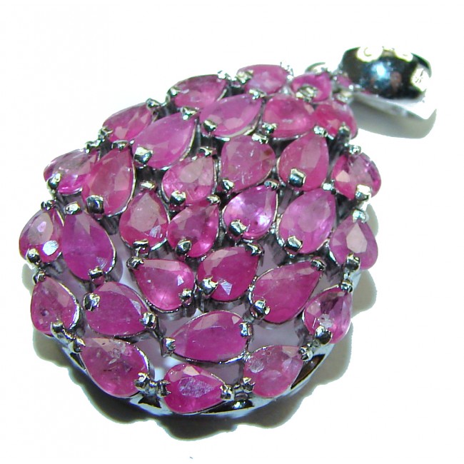 Outstanding Beauty genuine 17.5 carat Ruby .925 Sterling Silver handmade pendant