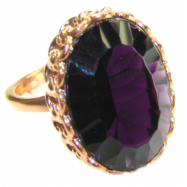 Dramatic design 15.8 carat Amethyst 14K Gold over .925 Sterling Silver Handcrafted Ring size 8 adjustable