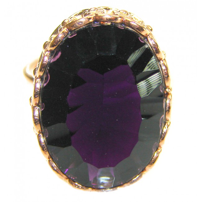 Dramatic design 15.8 carat Amethyst 14K Gold over .925 Sterling Silver Handcrafted Ring size 8 adjustable