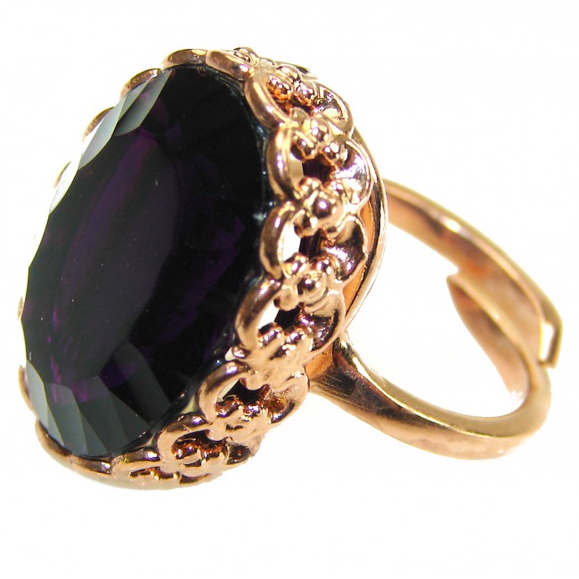 Dramatic design 15.8 carat Amethyst 14K Gold over .925 Sterling Silver Handcrafted Ring size 8 adjustable