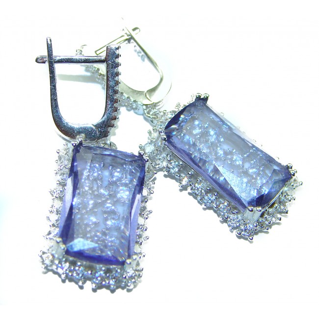 Splendid 12.5 carat Tanzanite .925 Sterling Silver Handcrafted Earrings