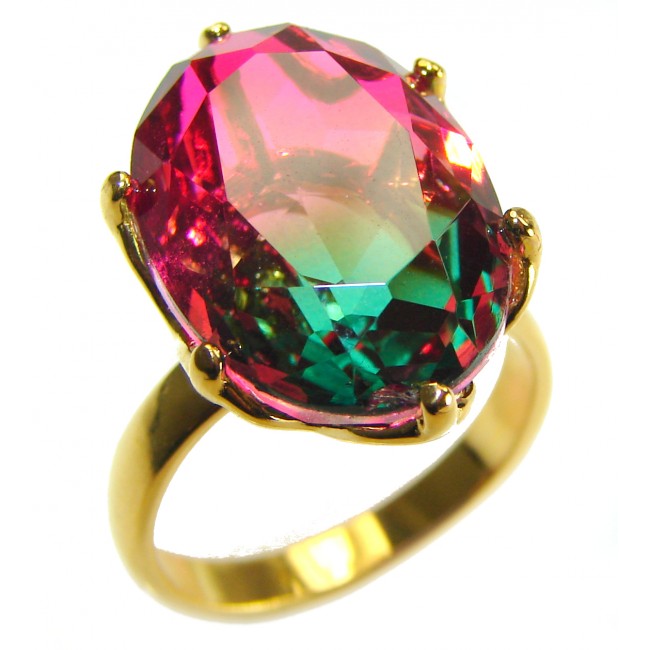 15.8 carat Brazilian Tourmaline 14K Gold over .925 Sterling Silver Perfectly handcrafted Ring s. 7