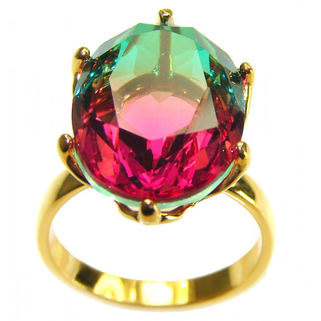 15.8 carat Brazilian Tourmaline 14K Gold over .925 Sterling Silver Perfectly handcrafted Ring s. 7