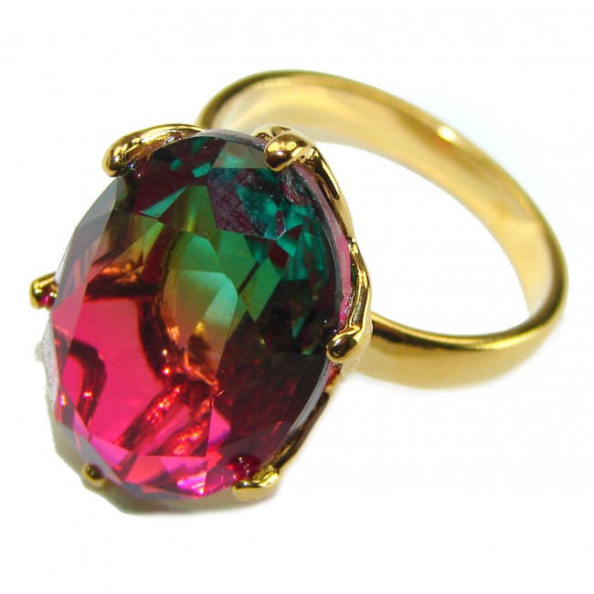 15.8 carat Brazilian Tourmaline 14K Gold over .925 Sterling Silver Perfectly handcrafted Ring s. 7