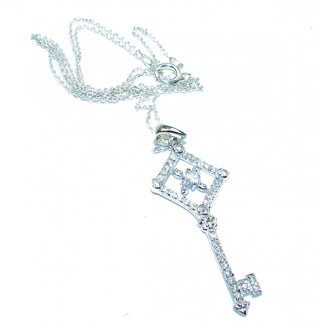 Magic Key White Topaz .925 Sterling Silver necklace