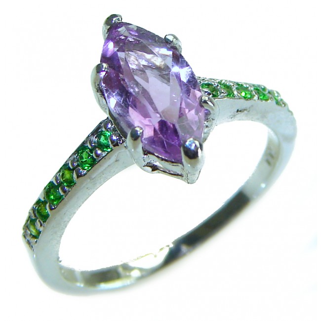 Purple design 4.5 carat Amethyst .925 Sterling Silver Handcrafted Ring size 8