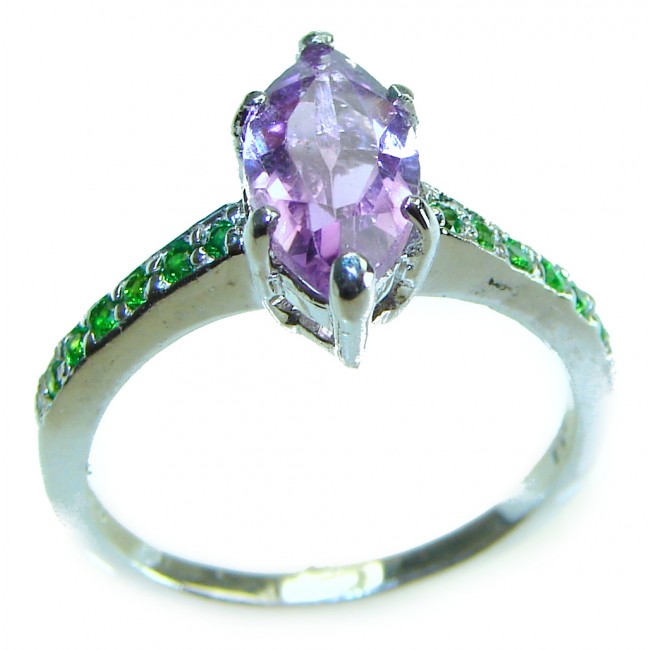 Purple design 4.5 carat Amethyst .925 Sterling Silver Handcrafted Ring size 8