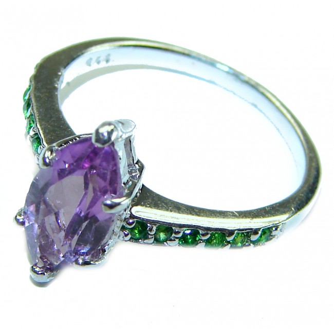 Purple design 4.5 carat Amethyst .925 Sterling Silver Handcrafted Ring size 8