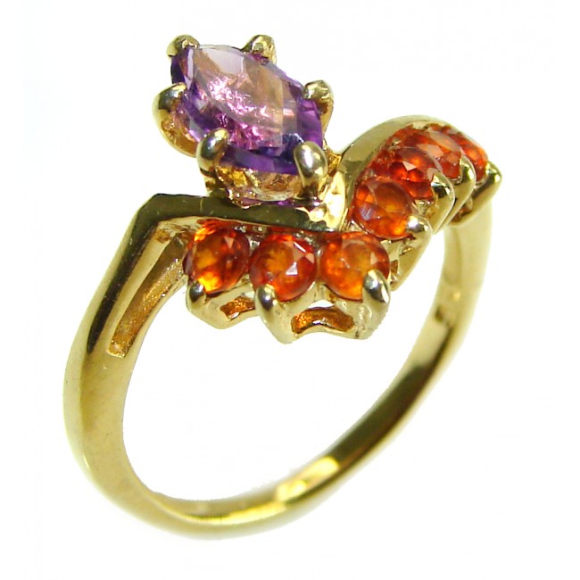 Unique design 2.5 carat Amethyst 14K Gold over .925 Sterling Silver Handcrafted Ring size 5