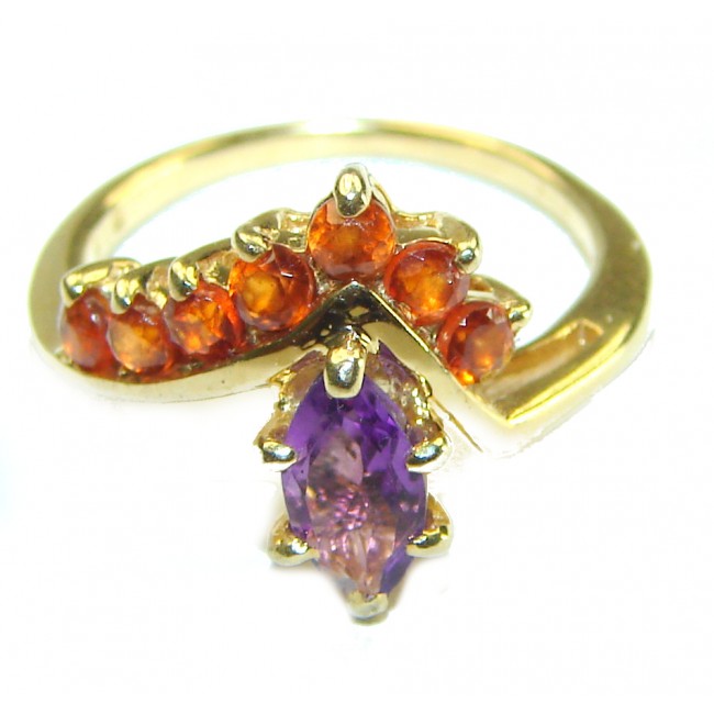 Unique design 2.5 carat Amethyst 14K Gold over .925 Sterling Silver Handcrafted Ring size 5