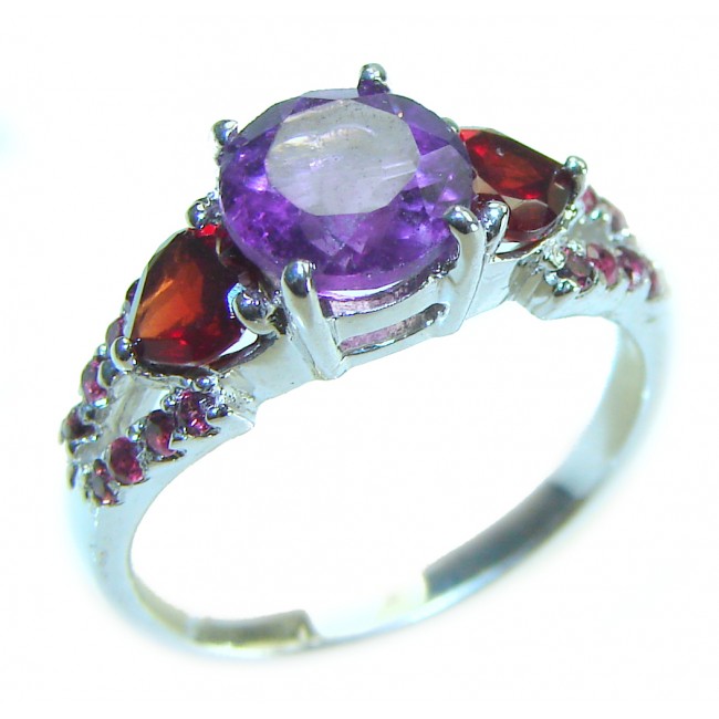 Unique design 5.5 carat Amethyst .925 Sterling Silver Handcrafted Ring size 8 3/4