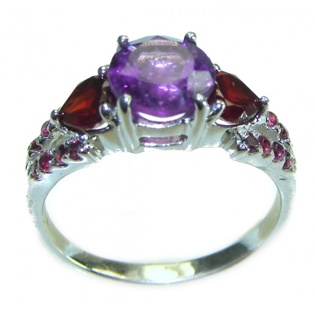 Unique design 5.5 carat Amethyst .925 Sterling Silver Handcrafted Ring size 8 3/4