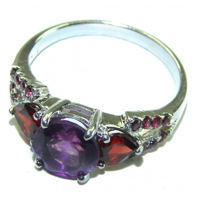 Unique design 5.5 carat Amethyst .925 Sterling Silver Handcrafted Ring size 8 3/4