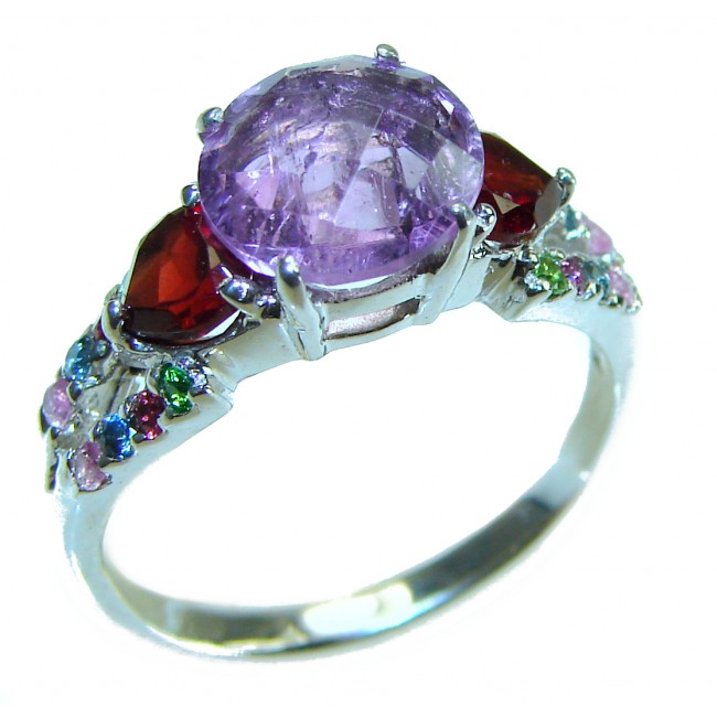 Unique design 5.5 carat Amethyst .925 Sterling Silver Handcrafted Ring size 8 1/4