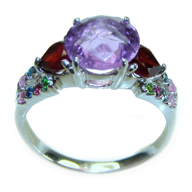 Unique design 5.5 carat Amethyst .925 Sterling Silver Handcrafted Ring size 8 1/4