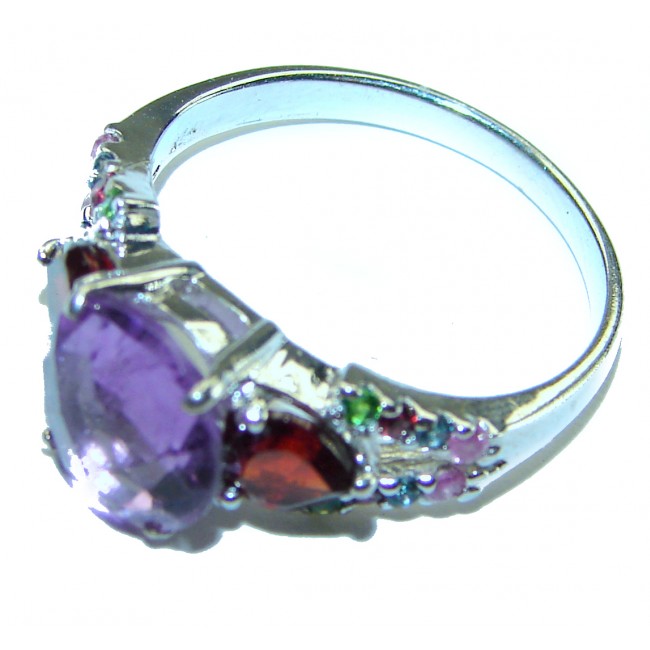 Unique design 5.5 carat Amethyst .925 Sterling Silver Handcrafted Ring size 8 1/4