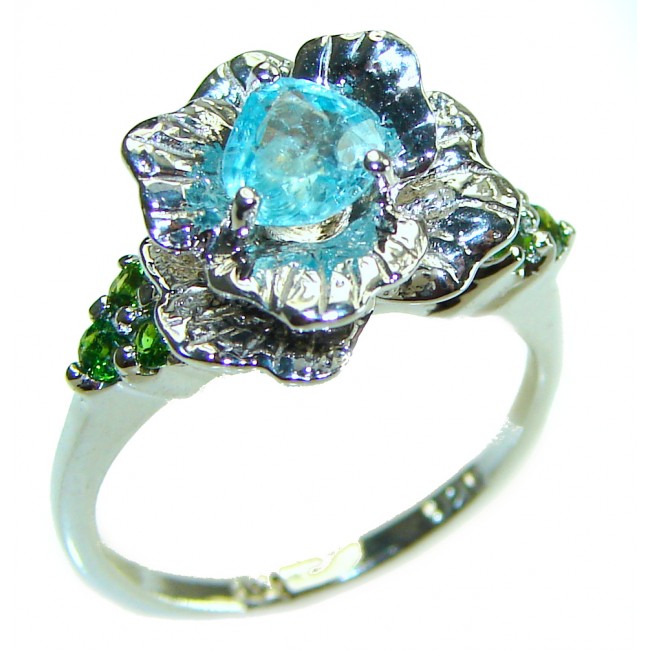 3.5 carat Swiss Blue Topaz .925 Sterling Silver handmade Ring size 6 3/4